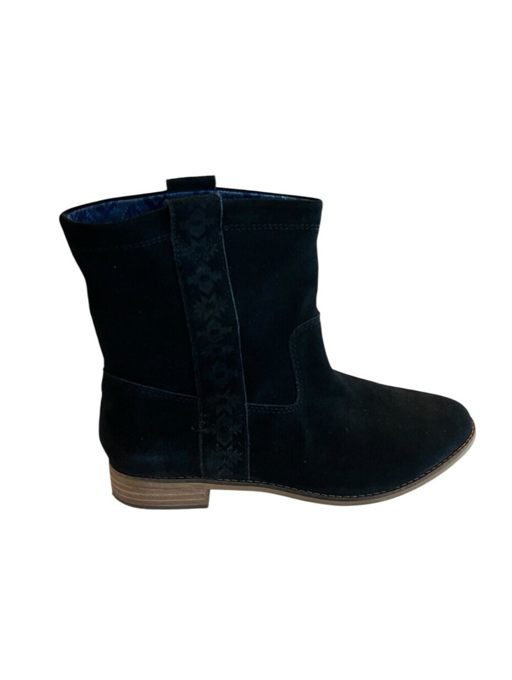 TOMS Bootie Pull on Laurel Womens SZ 9.5M Black Slouch Suede Aztec 3156.15